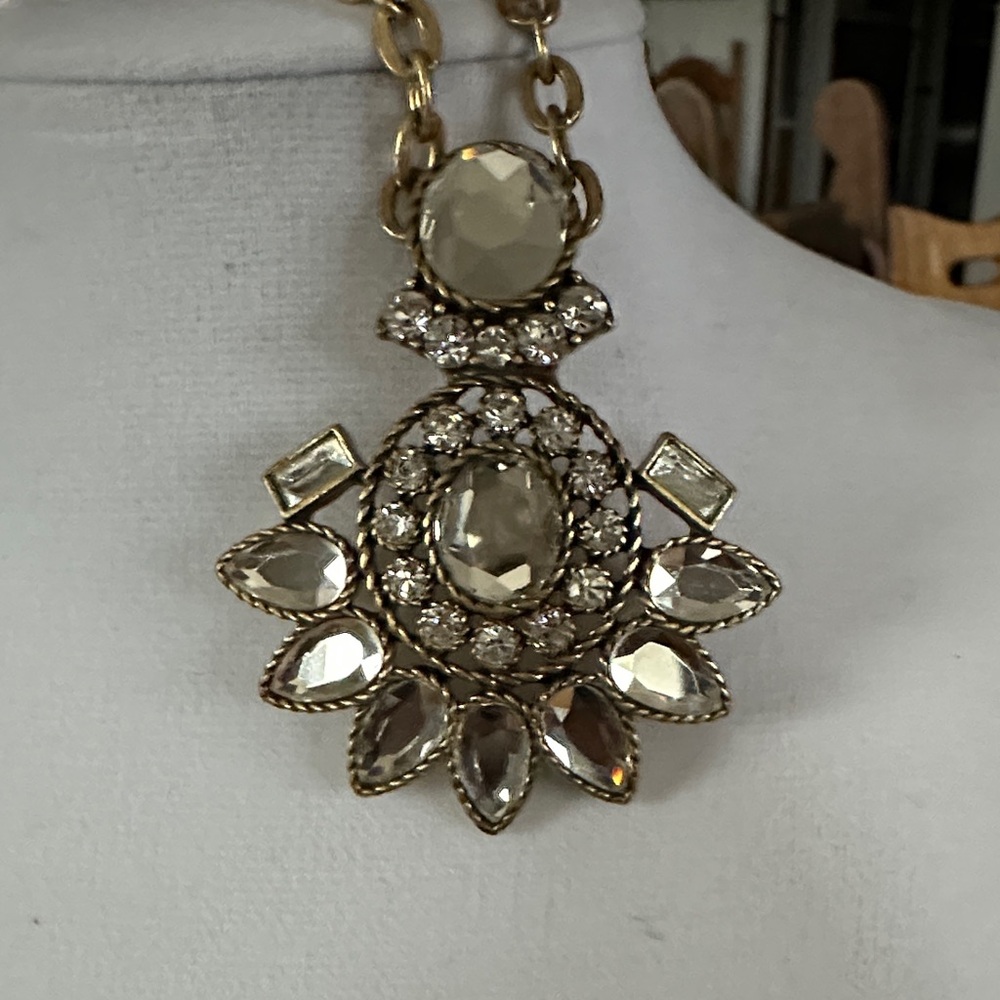 J. Crew Gold Tone and Rhinestone Accents Statement Necklace